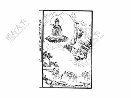中国宗教人物插画线稿