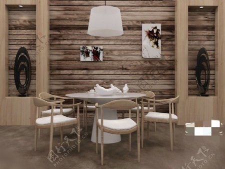 现代北欧餐桌椅组合3D模型素材