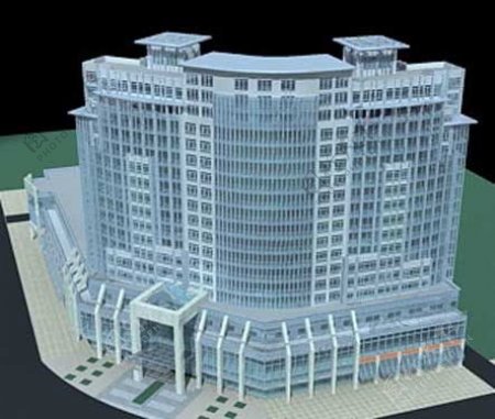 高层圆弧商业大厦3D建筑模型图