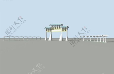 中国建筑牌坊模型