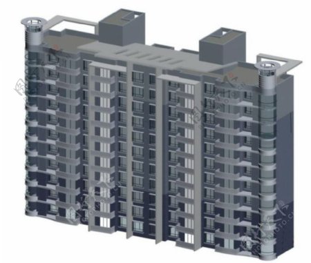 小高层两联排板式住宅楼3d模型