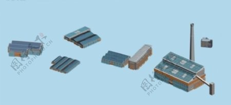 3D厂房建筑群模型设计