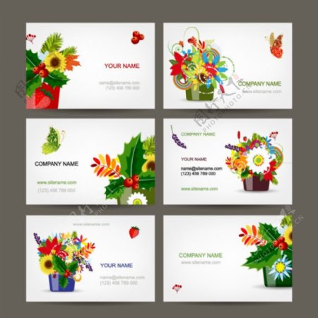 精美花卉卡片设计矢量素材