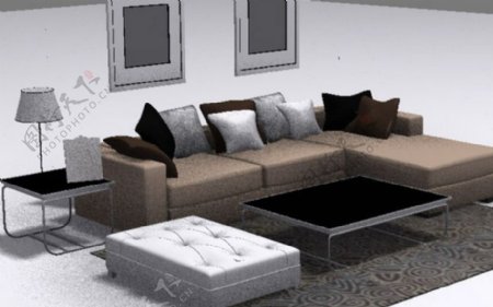 很漂亮简约的沙发组合模型