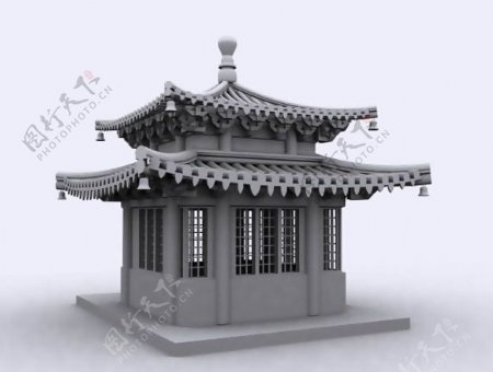 古代庙宇3D模型建筑物古建筑3D模型