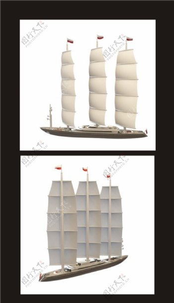 现代帆船3d模型