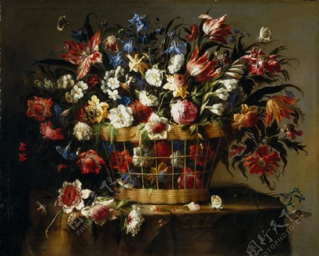 ArellanoJuandeCestadefloresCa.1670花卉水果蔬菜器皿静物印象画派写实主义油画装饰画