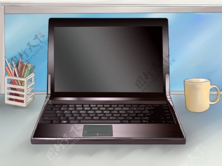 卡通桌面笔记本电脑图片