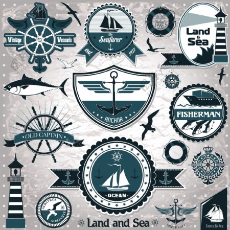 航海图标标签标志矢量素材