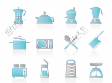 蓝色厨房家用电器图标图片