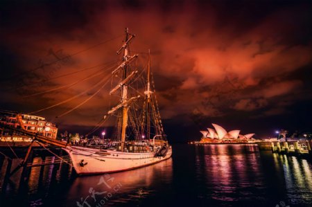 悉尼歌剧院海岸夜景图片