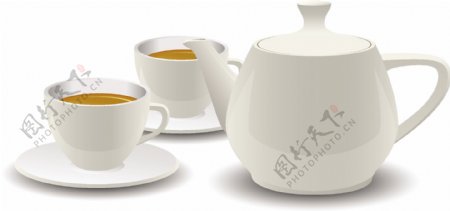 白瓷茶具矢量素材