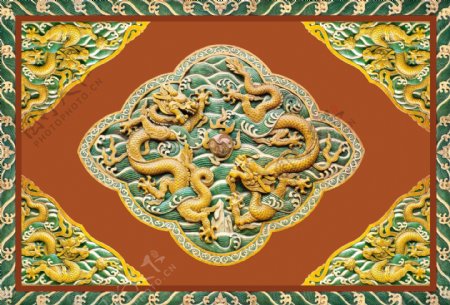 超经典中国龙纹壁雕素材