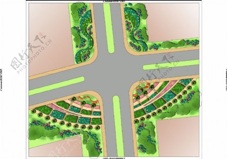 道路绿化设计平面图psd下载