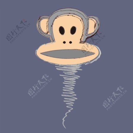 印花矢量图T恤图案卡通动物动物大嘴猴免费素材
