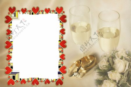 爱心玫瑰结婚纪念照片相框模板