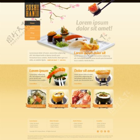 外国料理网站PSD模板下载