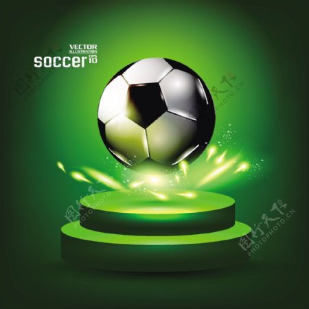 矢量素材绿色足球背景海报设计