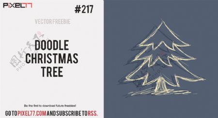 这一天217个免费矢量涂鸦的圣诞树