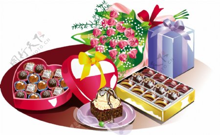 韩国情人节巧克力礼品AI矢量图
