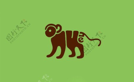 位图动物猴子文字英文免费素材