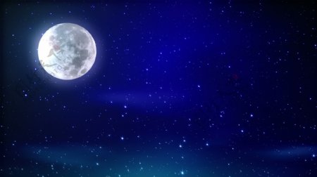 月亮和蓝色的夜空背景运动视频免费下载