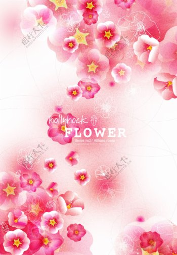 春天粉色花朵背景矢量素材二