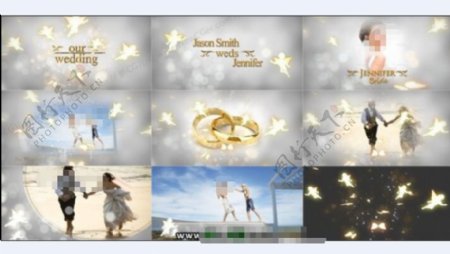 金色天使蝴蝶装饰全套婚礼展示AE模板