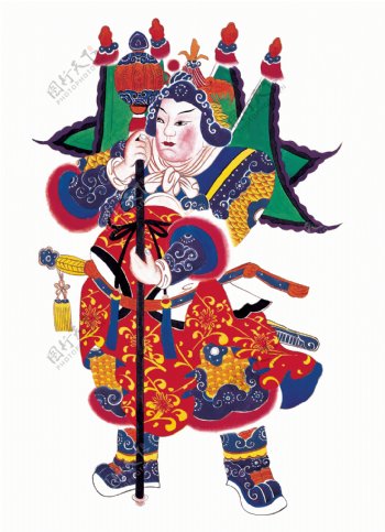 门神英雄人物民俗画中国传统画