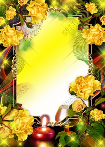 美丽花卉背景相框图片