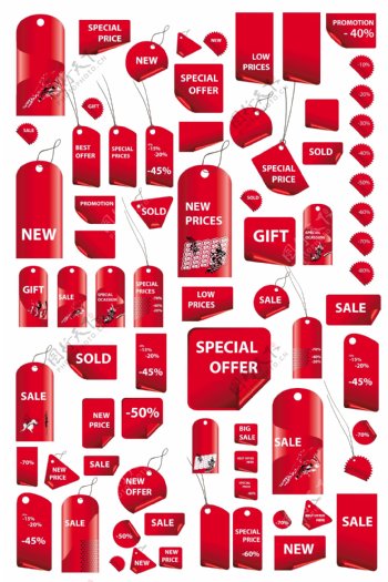 多款红色销售标签挂牌矢量素材