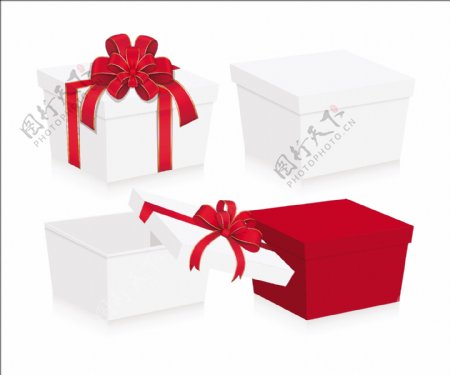 情人节礼品盒用丝带蝴蝶结矢量