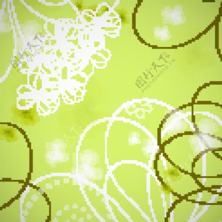典雅线稿花卉纹样背景矢量素材