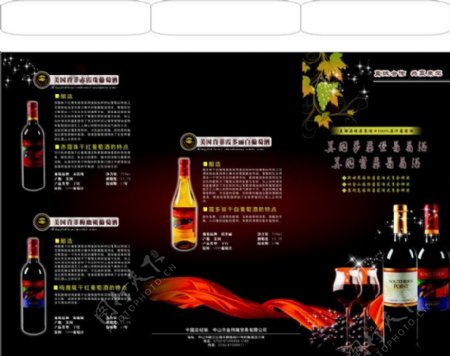 美国赤霞珠葡萄酒宣传折页矢量模板
