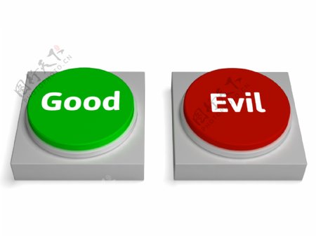 善恶的按钮显示上帝或魔鬼
