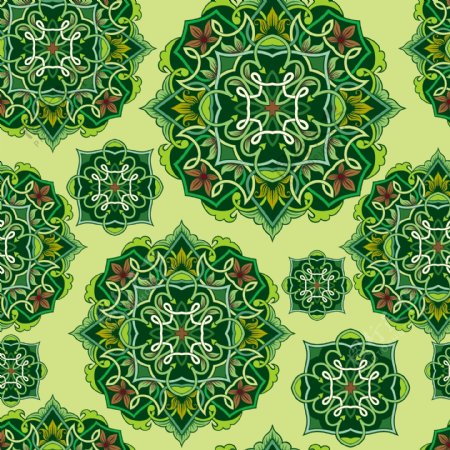 绿色的老式的花艺设计花纹背景矢量