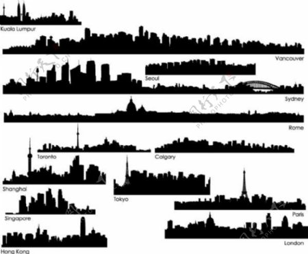 世界各城市剪影矢量素材