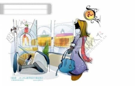 时尚女孩插画手绘人物矢量素材矢量图片HanMaker韩国设计素材库