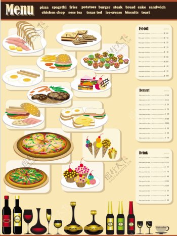 餐厅菜单menu模板矢量图