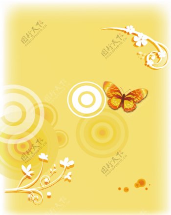 黄色蝴蝶花朵移门图片