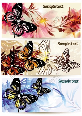 蝴蝶花纹横幅模板矢量设计