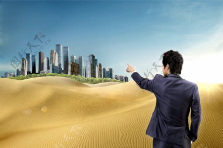 沙漠城市景观PSD分层素材
