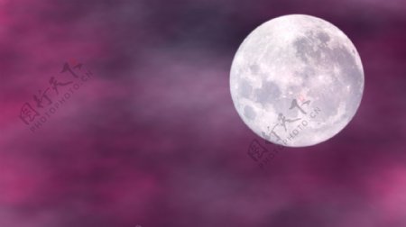 在紫色的天空运动背景的满月视频免费下载