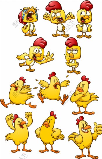 11种卡通公鸡表情