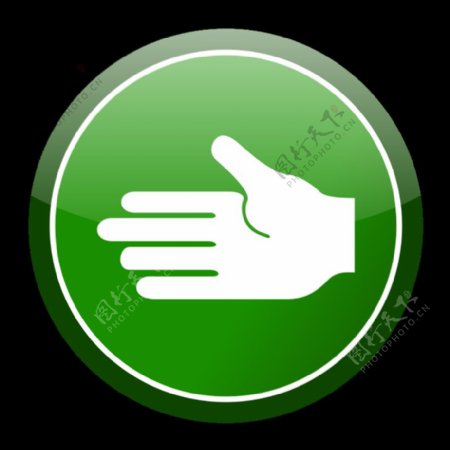 绿色圆形手图标
