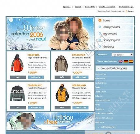 羽绒服电子商务网站模板