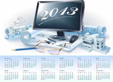2013日历的蓝图计划向量