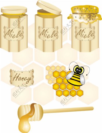 矢量素材蜜蜂罐子