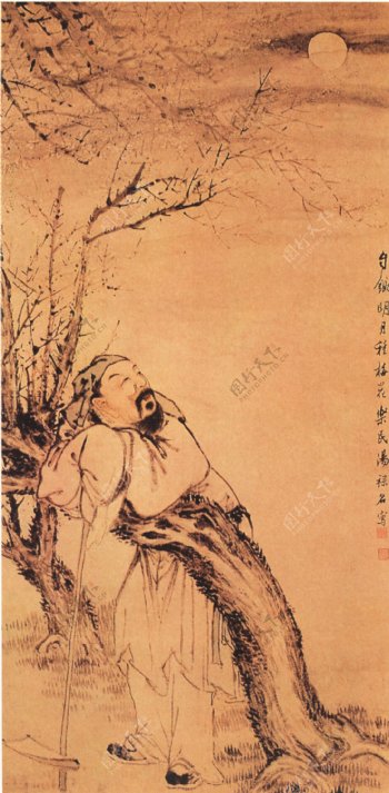 小桥流水人家古代人物民间人物人物壁画中国文化人物画像中国风中华艺术绘画