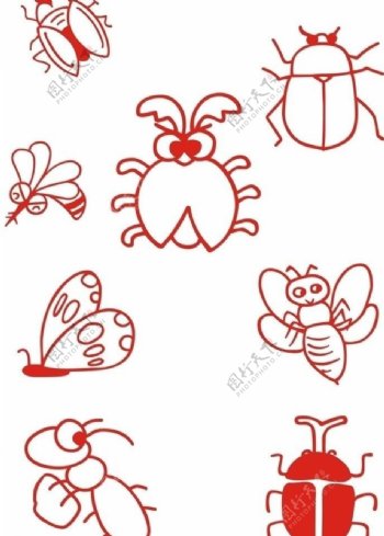 蜜蜂蝴蝶七星瓢虫蚂蚁图片